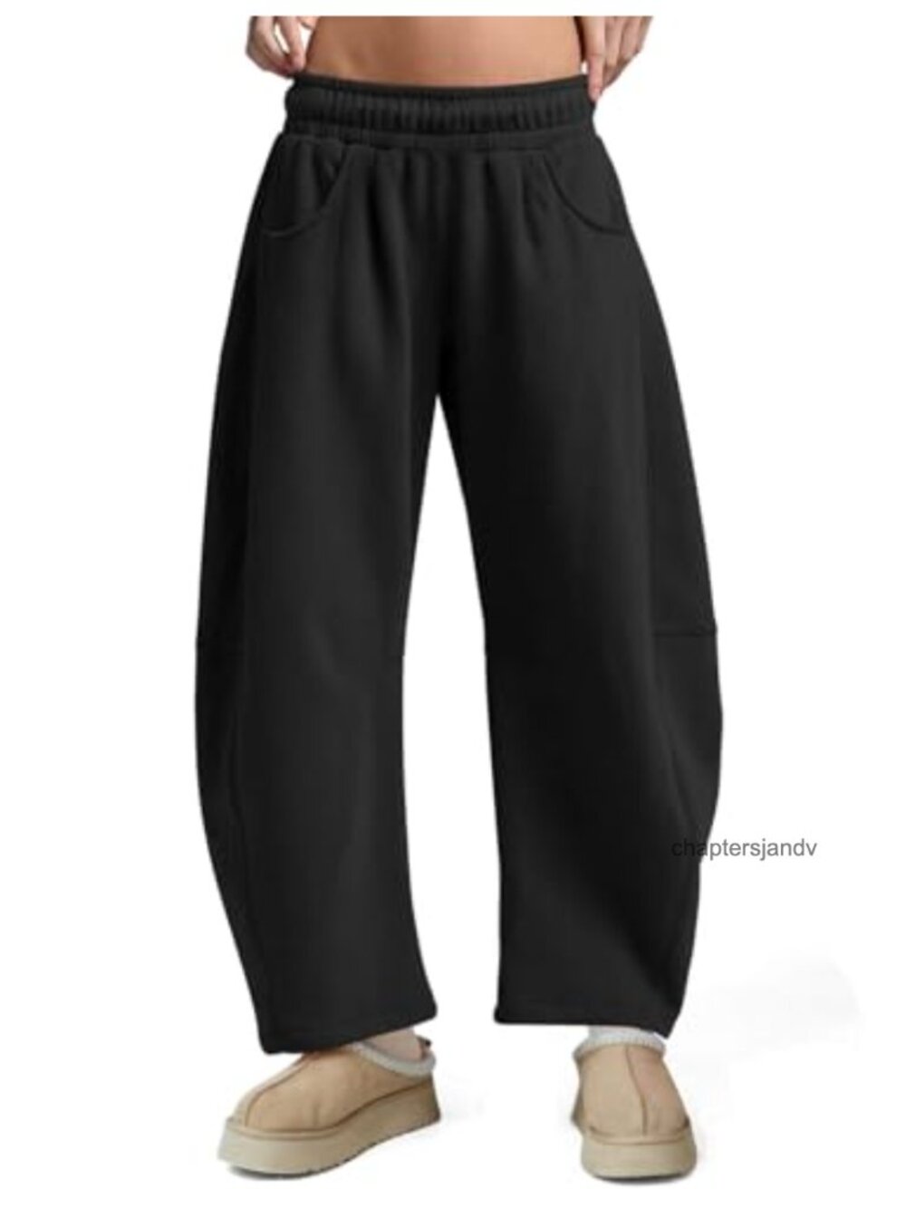 Fleece Lined Barrel Leg Sweatpants High Waisted Wide Leg Lounge Pants